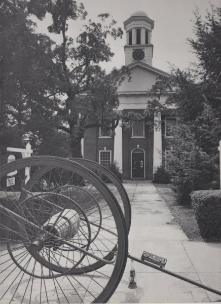 Hillsboro Fire Dept. Hose Cart in front of Old Courthouse